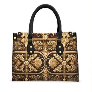 Elegant Black and Gold Patterned Women's Bag